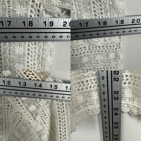 Sezane Madeleine Blouse Ecru Size 36 French US 4 Lace Embroidered Top Ruffle Dot - Picture 12 of 16